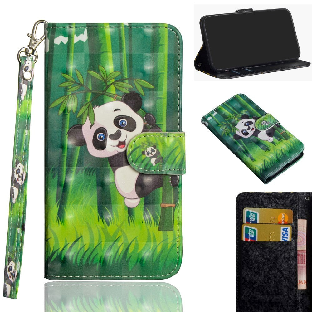 Huawei P40 Lite E Light Spot Leather Wallet Case & Strap - Panda