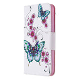 Huawei Y5p Chequered Leather Wallet Case - Butterfly