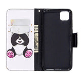 Huawei Y5p Chequered Leather Wallet Case - Baby Panda