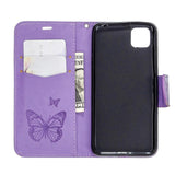 Huawei Y5p Leather Wallet Case - Purple Butterfly