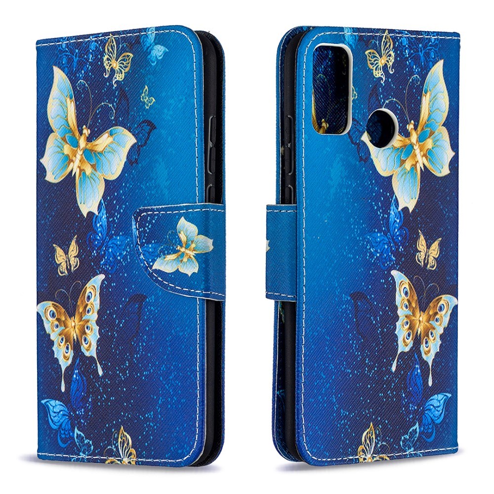 Huawei Honor 9X Lite Wallet Case Blue Butterflies