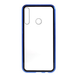 Huawei P40 Lite E Magnetic Case w. Privacy, Glass Back and Front - Black / Blue