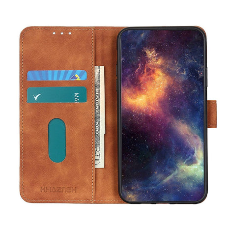 Huawei P Smart (2021) KHAZNEH Retro Leather Wallet Case - Brown