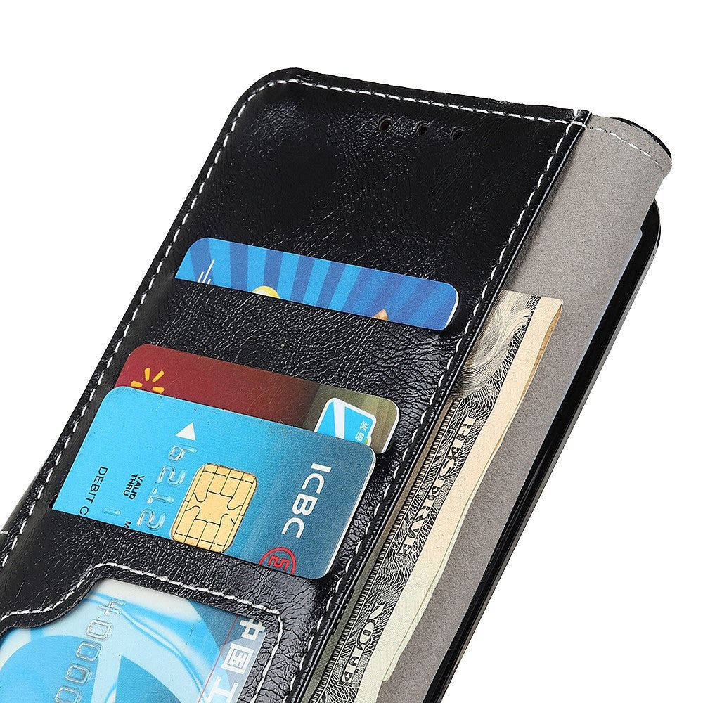 Huawei P Smart 2021 Shiny Leather Wallet Case - Black