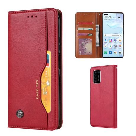 Huawei P Smart (2021) Leather Case w. Extra Card Pocket - Red