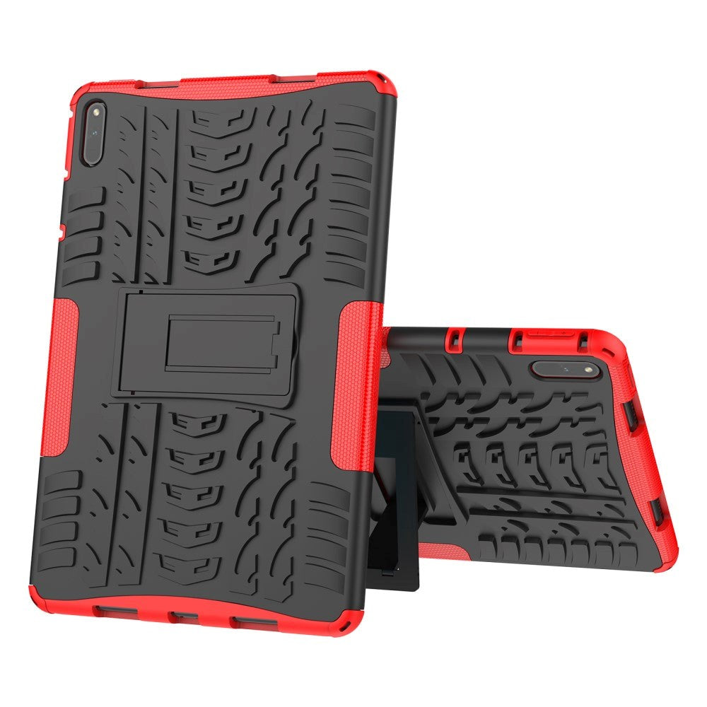 Huawei MatePad 11 Tough Case w. Tire Design & Stand Function - Black & Red