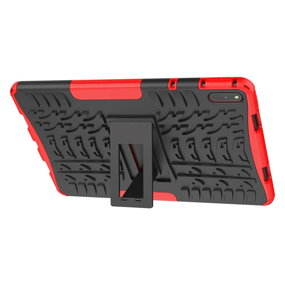 Huawei MatePad 11 Tough Case w. Tire Design & Stand Function - Black & Red