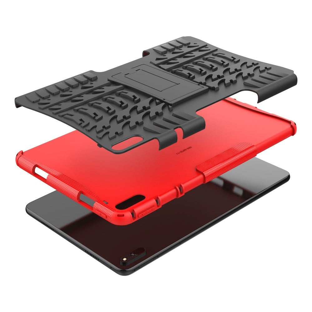 Huawei MatePad 11 Tough Case w. Tire Design & Stand Function - Black & Red