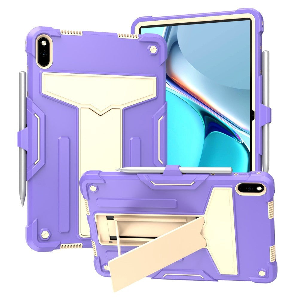 Huawei MatePad 11 Tough Case w. Kickstand & Pen Holder - Purple & Beige