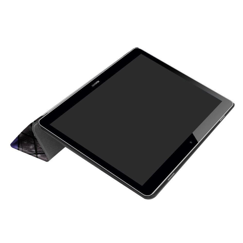 Huawei MediaPad T3 10 9.6" Case - Tri-Fold Leather Case "Crazy Patterns" Grey