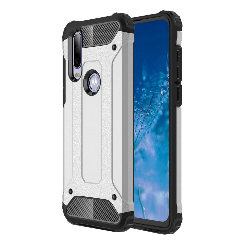 Motorola One Action Armor Guard Tough Case - Silver