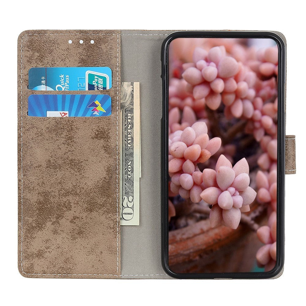 Motorola Moto E6 Plus Vintage Leather Wallet Case Brown