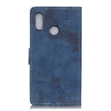 Motorola Moto E6 Plus Vintage Leather Wallet Case Dark Blue