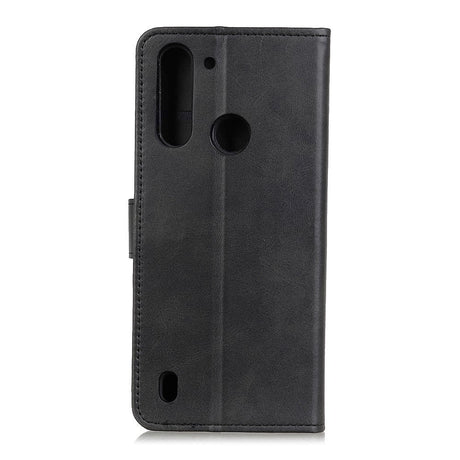 Motorola Moto G8 Power Lite Litchi Leather Wallet Case - Black