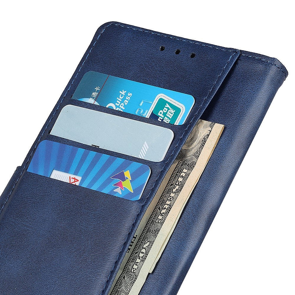 Motorola Moto G8 Power Lite Litchi Leather Wallet Case - Blue