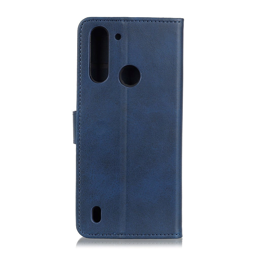 Motorola Moto G8 Power Lite Litchi Leather Wallet Case - Blue