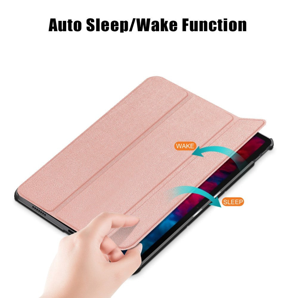 Lenovo Tab P11 Pro Tri-fold Flip Case w. Sleep / Wake-up Function - Rose Gold