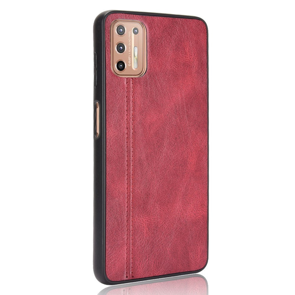 Motorola Moto G9 Plus Leather Coated Plastic Case - Red