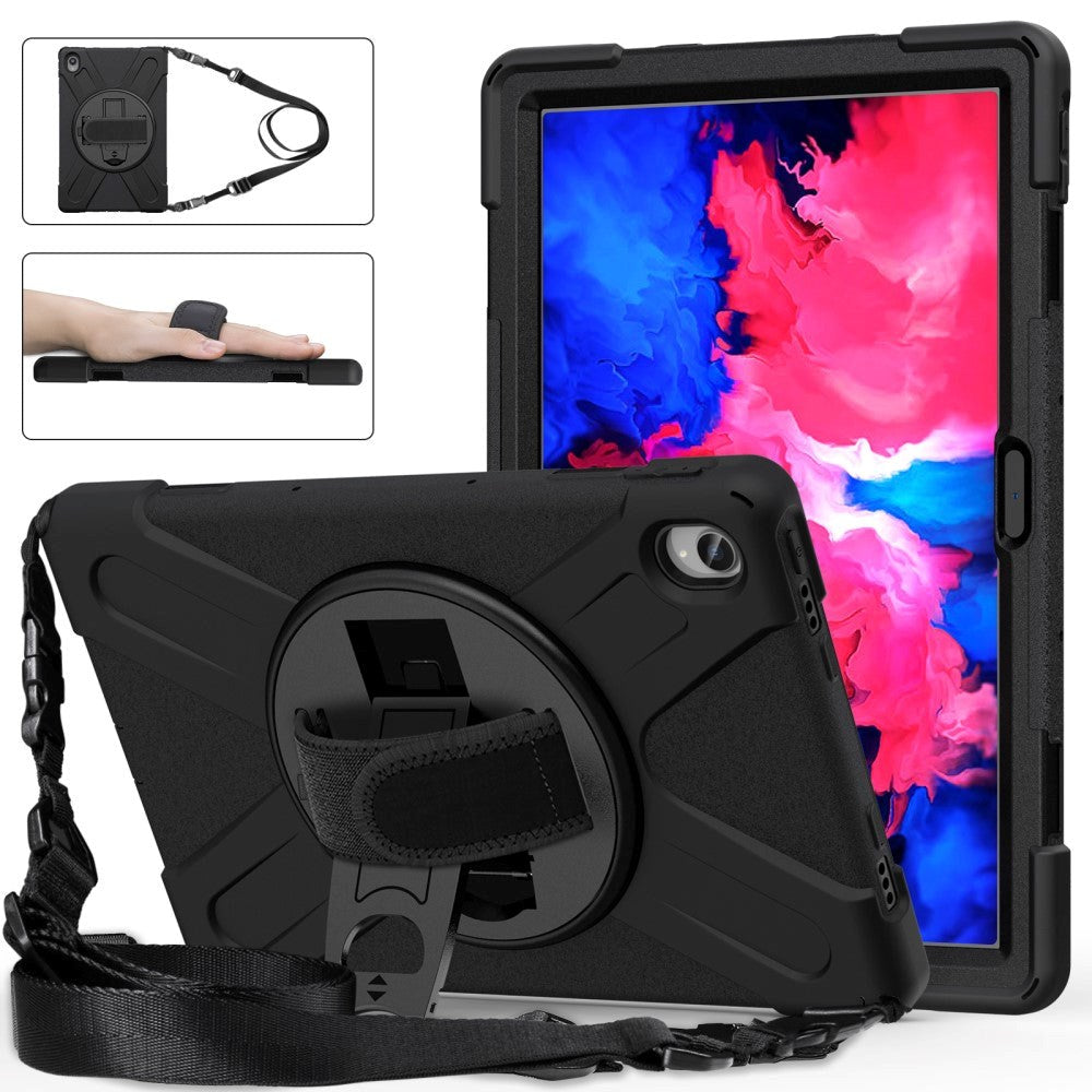 Lenovo Tab P11 / P11 (5G) / P11 Plus Tough Case w. Hand Holder & Shoulder Strap - Black