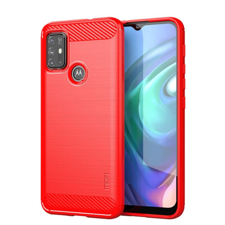 Motorola Moto G10 / G20 / G30 Mofi Brewed Carbon Fiber Flexible Plastic Case - Red