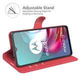 EIDERWOOD Motorola Moto G10 / G20 / G30 Faux Leather Flip Case with Cardholder & Stand Function - Red