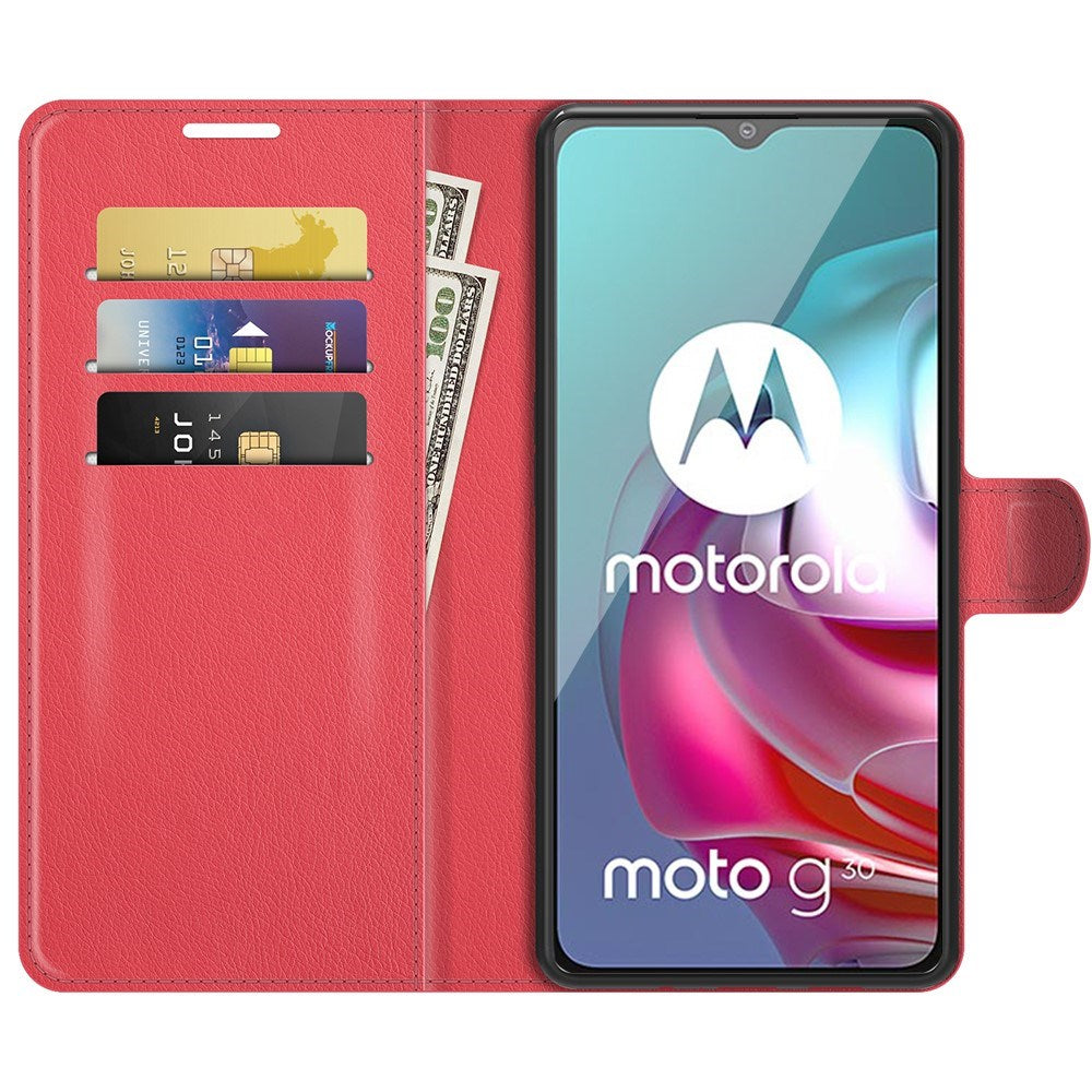 EIDERWOOD Motorola Moto G10 / G20 / G30 Faux Leather Flip Case with Cardholder & Stand Function - Red