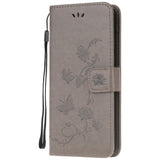 Motorola Moto G60 Case with Wallet - Flowers & Butterflies - Grey