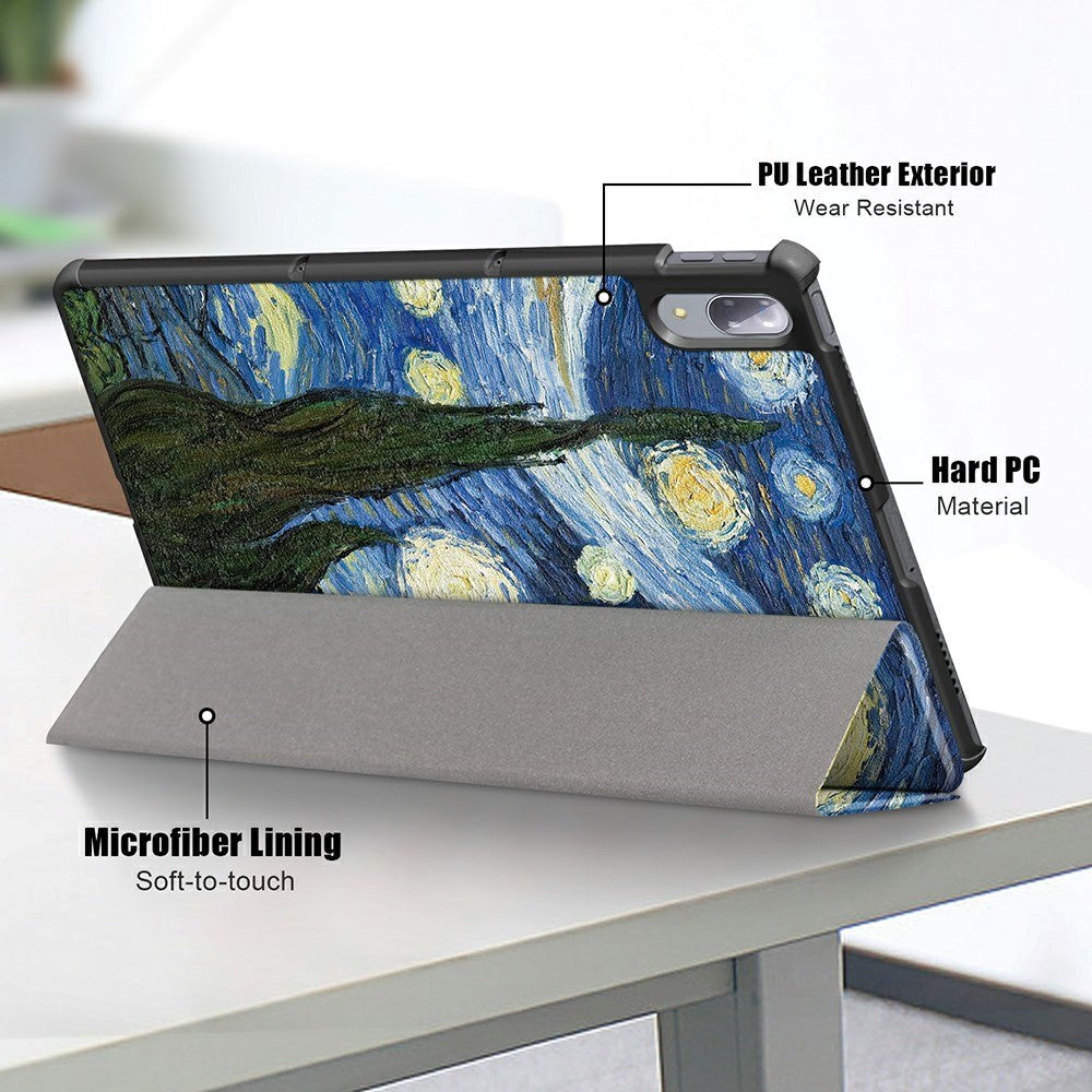 Lenovo Tab P11 Pro Tri-Fold Leather Case w. Pencil Holder - Starry Night