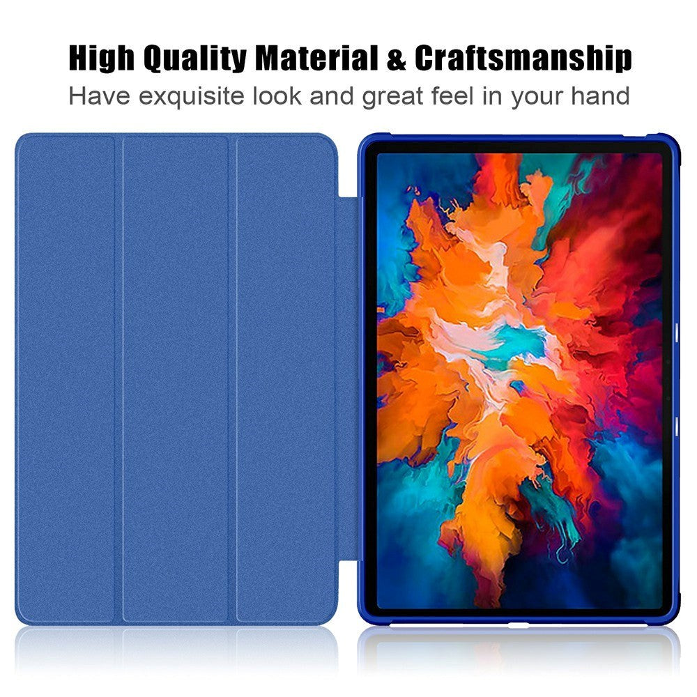 Lenovo Tab P11 Pro Fabric Tri-Fold Leather Case - Blue