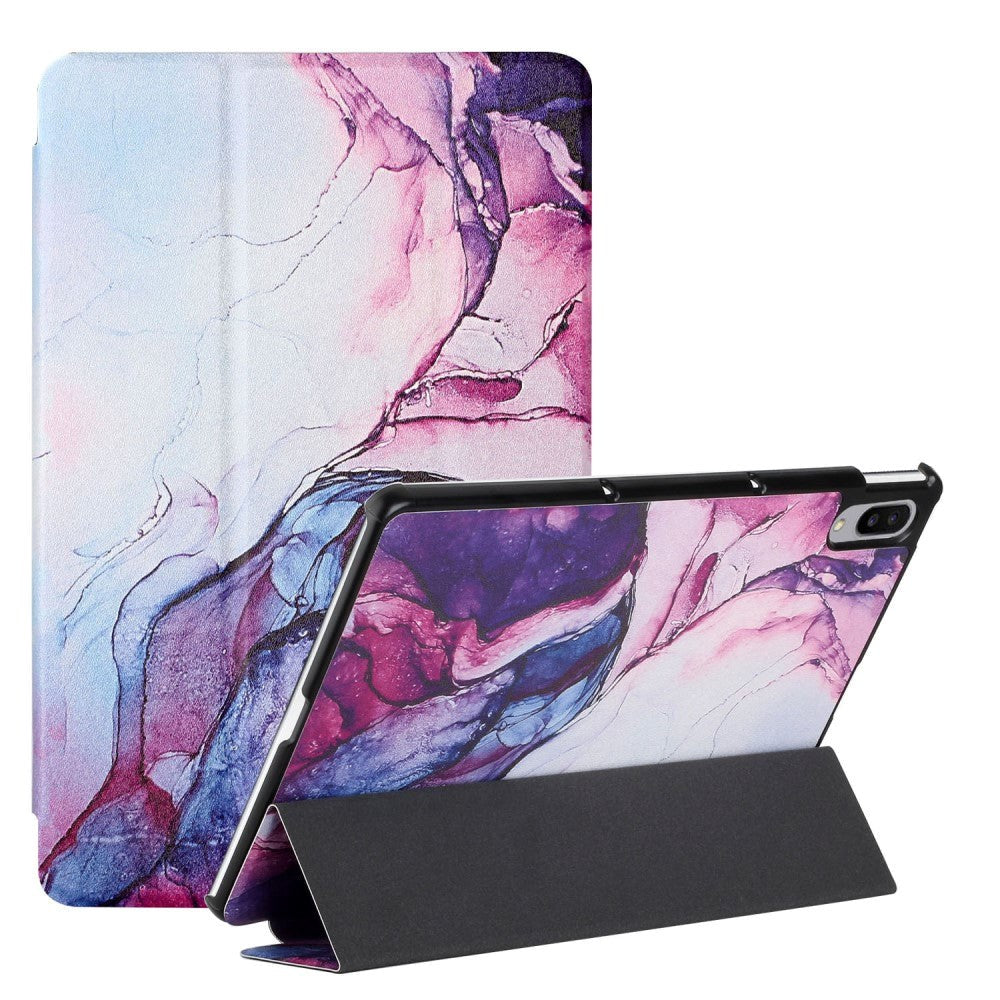 Lenovo Pad Pro / Tab P11 Pro Tri-Fold Leather Case - Purple Marble