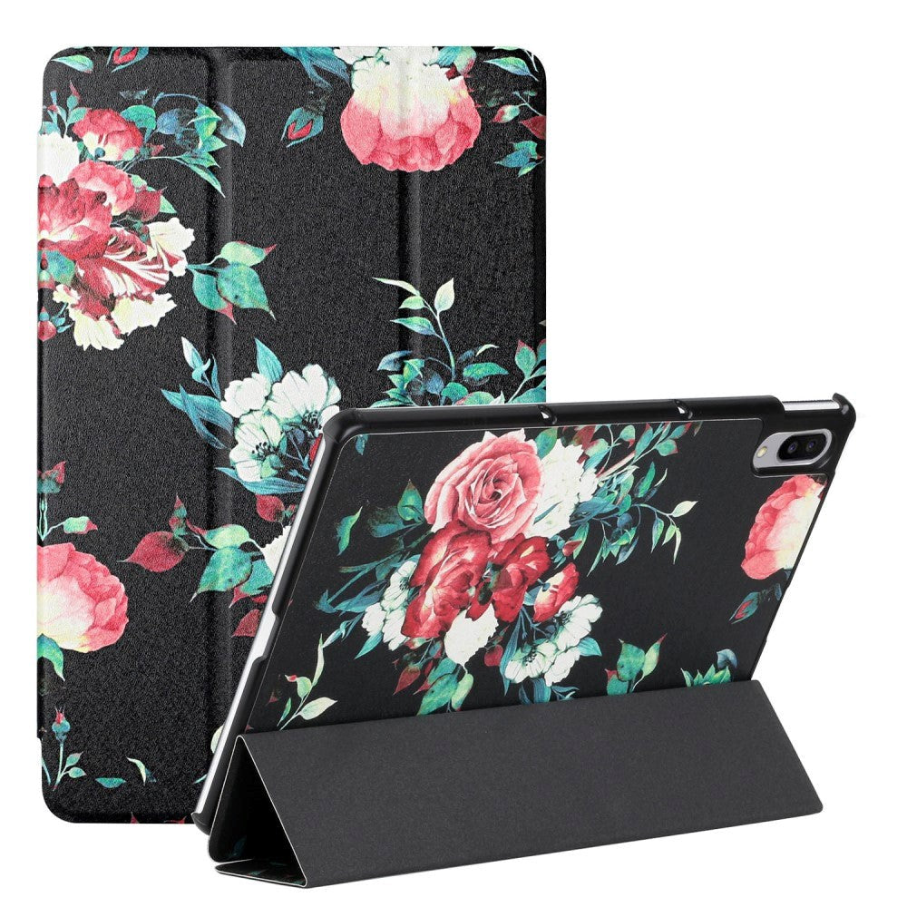 Lenovo Pad Pro / Tab P11 Pro Tri-Fold Leather Case - Roses