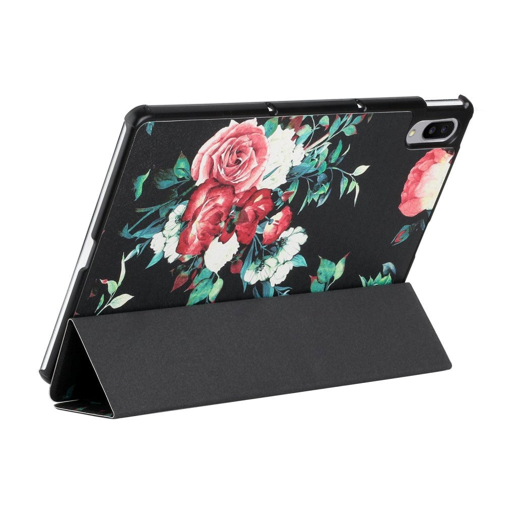 Lenovo Pad Pro / Tab P11 Pro Tri-Fold Leather Case - Roses