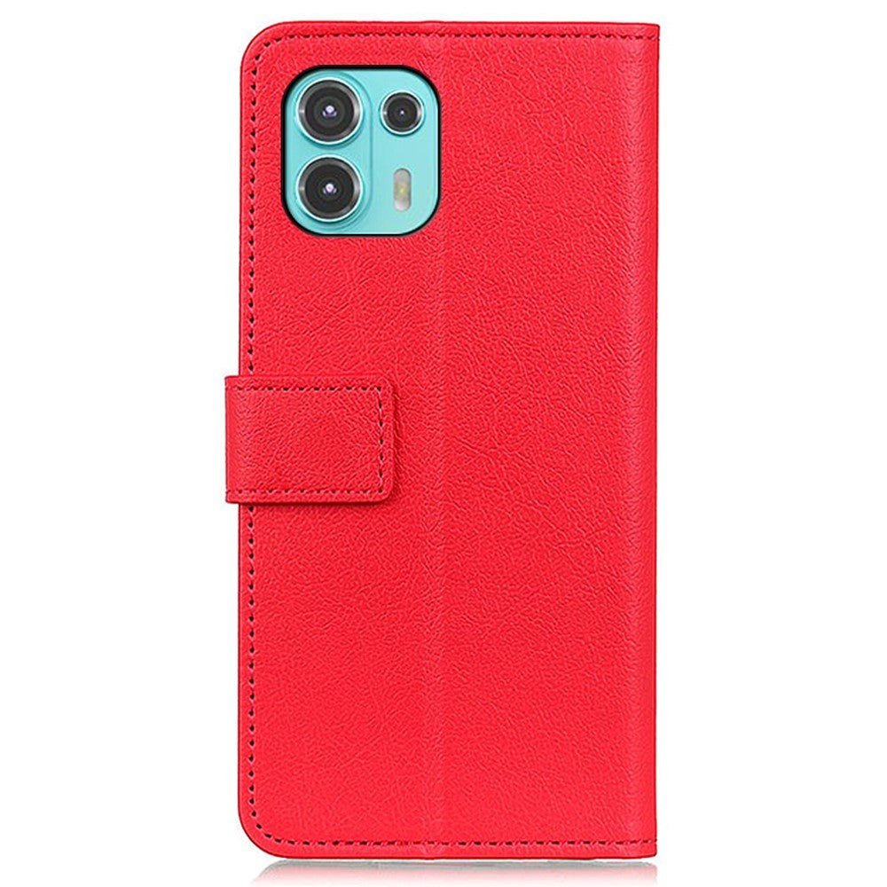 Motorola Edge 20 Lite Matte Leather Wallet Case & Magnetic Lock - Red