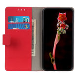 Motorola Edge 20 Lite Matte Leather Wallet Case & Magnetic Lock - Red