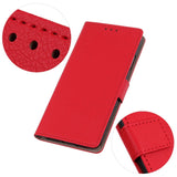 Motorola Edge 20 Lite Matte Leather Wallet Case & Magnetic Lock - Red