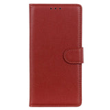 Motorola Edge 20 Lite Litchi Leather Texture Wallet Case - Brown