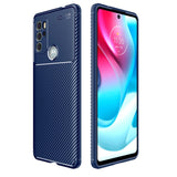 Motorola Moto G60s Brushed Carbon Fiber Flexible Plastic Case - Blue