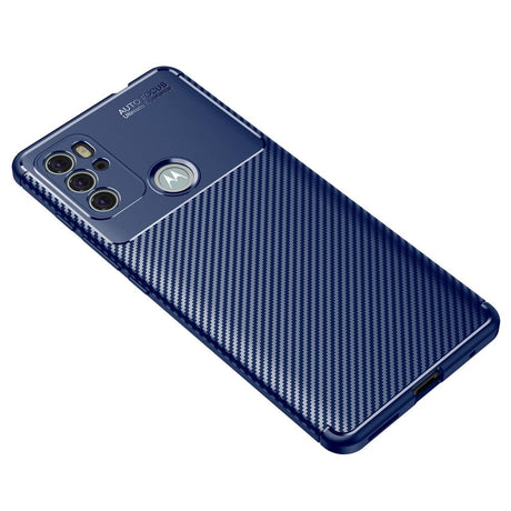 Motorola Moto G60s Brushed Carbon Fiber Flexible Plastic Case - Blue