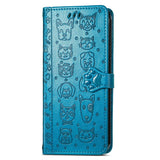 Motorola Moto E40 / E30 / E20 Leather Wallet Case - Dogs & Cats - Blue