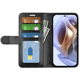 Motorola Moto G31 / G41 Shiny Leather Wallet Case - Black