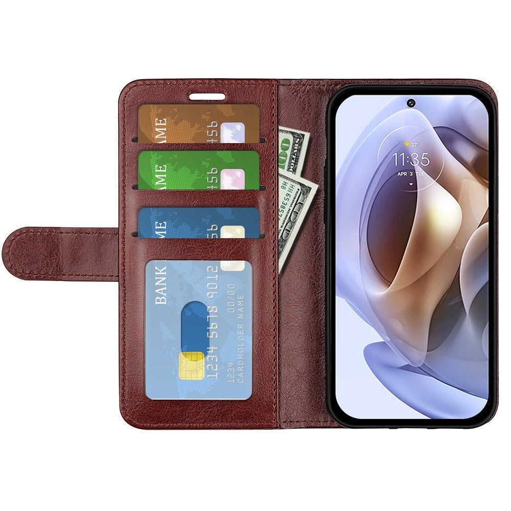 Motorola Moto G31 / G41 Shiny Leather Wallet Case - Brown