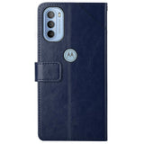 Motorola Moto G51 Leather Wallet Case & Strap - Split Pattern - Blue