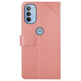 Motorola Moto G51 Leather Wallet Case & Strap - Split Pattern - Pink