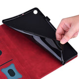 Lenovo Tab M10 FHD REL (TB-X605FC / LC) Leather Flip Case w. Pencil Holder & Card Holder - Red