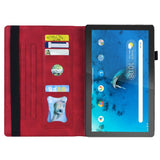 Lenovo Tab M10 FHD REL (TB-X605FC / LC) Leather Flip Case w. Pencil Holder & Card Holder - Red