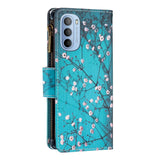 Motorola Moto G31 / G41 Artificial Leather Flip Case with Strap & XL Wallet - Flowers Tree