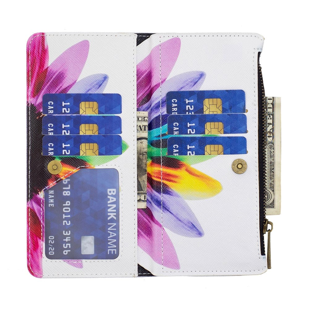 Motorola Moto G31 / G41 Artificial Leather Flip Case with Strap & XL Wallet - Colorful Flower