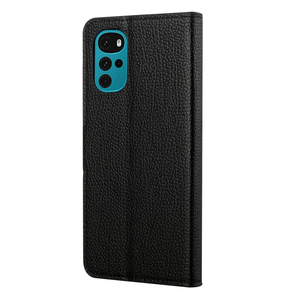 Motorola Moto G22 Litchi Texture Wallet Case & Stand Function - Black