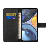 Motorola Moto G22 Litchi Texture Wallet Case & Stand Function - Black