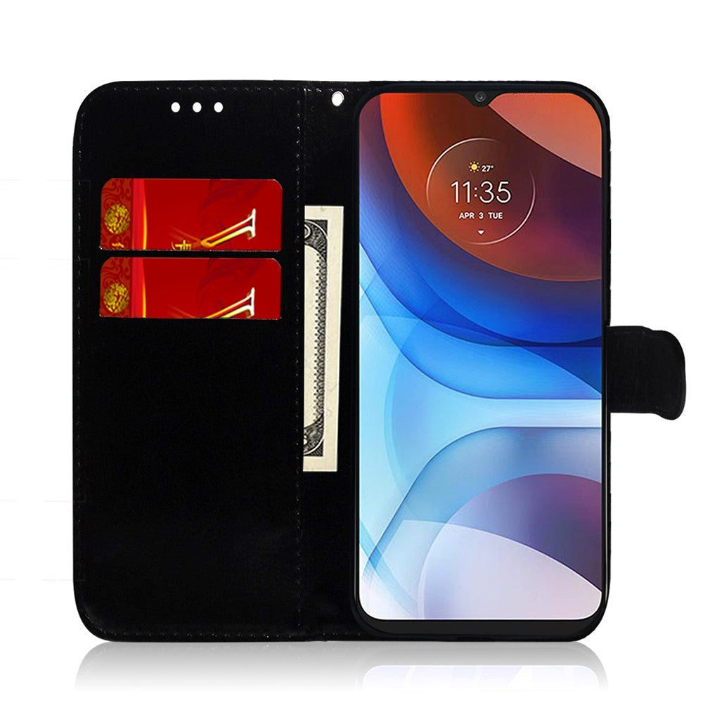 Motorola Moto G22 Glossy Flip Wallet with Strap & Card Holder - Multi